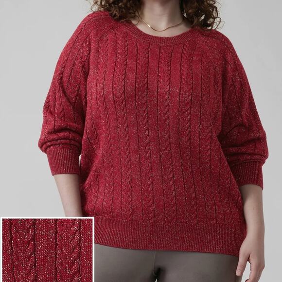 Athleta Sweaters - NWT Athleta decadent red metallic crew neck sweater